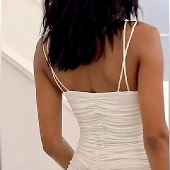 Lucy in the Sky Breakaway Sparkling Ruched Bodycon White Dress - Picture 9 of 12